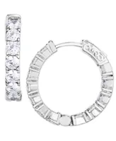 Cubic Zirconia Medium Hoop Earrings in Silver Plate