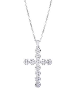 Cubic Zirconia Cross Pendant Necklace in Silver Plate