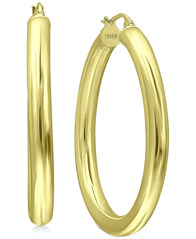 Giani Bernini Medium Polished Tube Hoop Earrings in 18k Gold-Plated Sterling Silver, 1.57", Created for Macy's