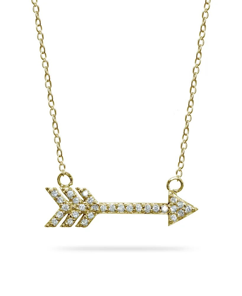 Cubic Zirconia Arrow Necklace 18k Gold Plated Sterling Silver or
