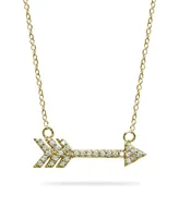 Cubic Zirconia Arrow Necklace 18k Gold Plated Sterling Silver or