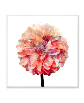 Stupell Industries Bright Coral Watercolor Bloom Dahlia Flower Wall Plaque Art, 12" L x 12" H