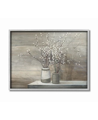 Stupell Industries Willow Still Life Gray Framed Texturized Art, 16" L x 20" H