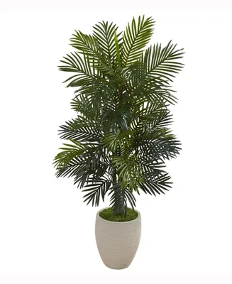 Nearly Natural 53in. Areca Palm Artificial Plant in Sand Colored Planter