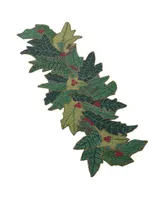 Saro Lifestyle Christmas Beaded Holly Design Table Runner