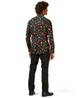 OppoSuits Men's Christmas Shirt - Festive Holiday Icons Button Up Dress Shirt - Slim Fit - Black - Long sleeve