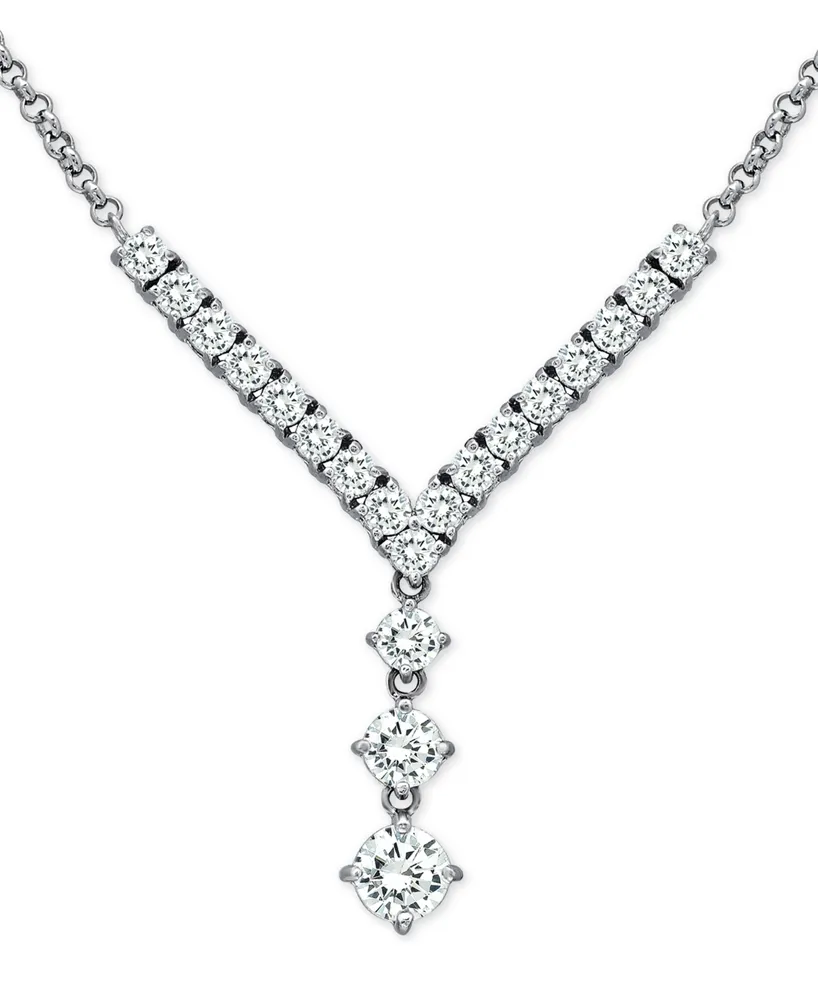 Cubic Zirconia 18" Y-Necklace in Sterling Silver