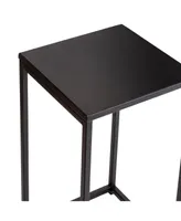 Honey Can Do Set of 2 Square Black Side Tables