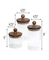 Honey Can Do 3-Pc. Acacia Top Glass Kitchen Canister Set