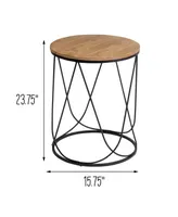 Honey Can Do Round Side Table With Natural Top