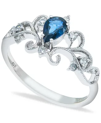 Sapphire (1/2 ct. t.w.) and Diamonds (1/8 ct. t.w.) Ring Set in 14k White Gold