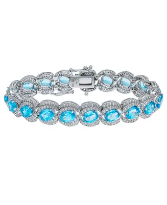 Blue and White Topaz Tennis Bracelet in Sterling Silver