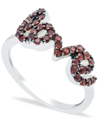 Garnet (1 ct. t.w.) 'Love' Ring in Sterling Silver