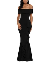 Betsy & Adam Petite Off-The-Shoulder Mermaid Gown