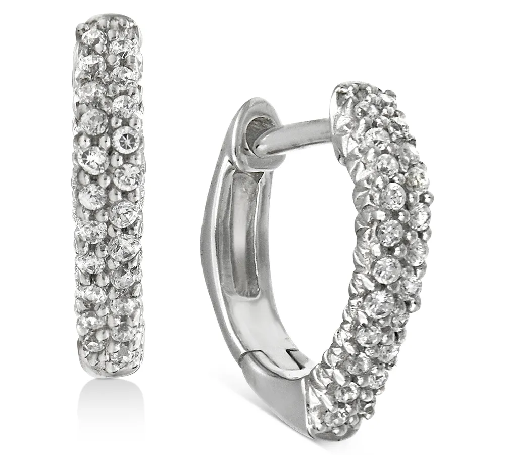 Diamond Square Hoop Earrings (1/6 ct. t.w.) in 10k White Gold