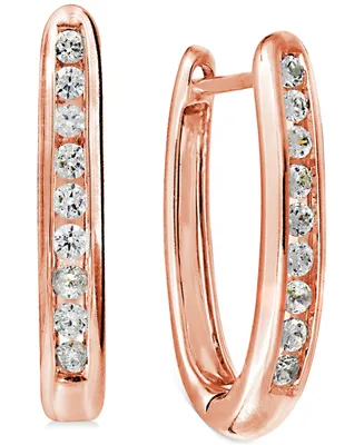 Diamond Small Hoop Earrings (1/4 ct. t.w.) in 14k Rose Gold-Plated Sterling Silver, 0.63"