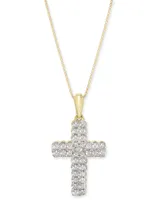 Diamond Cross 18" Pendant Necklace (1/4 ct. t.w.) in 14k Gold