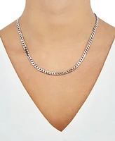 Flat Curb Link 18" Chain Necklace in Sterling Silver