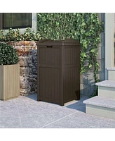 Suncast Trash Hideaway Outdoor Patio 33 Gallon Garbage Waste Trash Can Bin