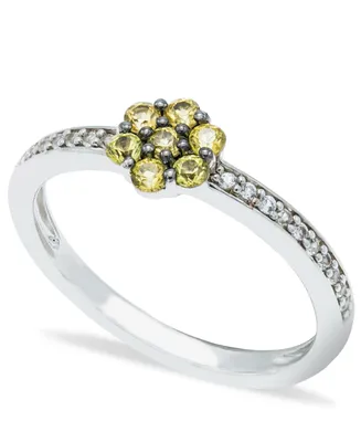 Yellow Sapphire (1/3 ct. t.w.) Diamond (1/20 ct t.w.) Stackable ring in Sterling Silver