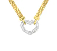 Cubic Zirconia Heart 18" Pendant Necklace in Sterling Silver & 18k Gold-Plate