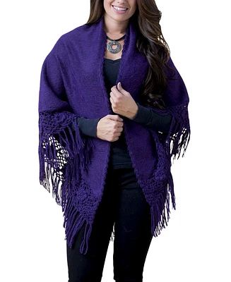 Simply Natural Women's Alpaca Triangle Shawl with Fringe