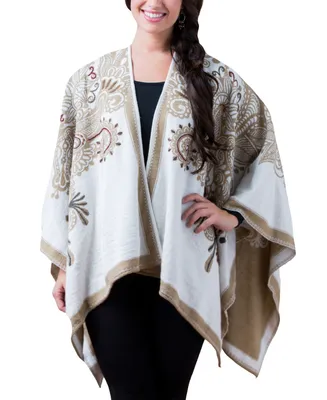 Simply Natural Women's Embroidered Alpaca Reversible Kimono