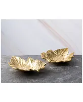 Classic Touch Leaf Candy Dishes, Set of 2 - Gold