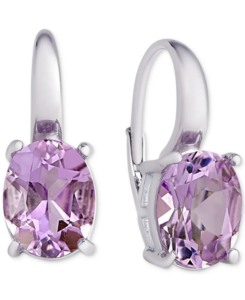 Amethyst Oval Leverback Earrings (4-3/4 ct. t.w.) in Sterling Silver