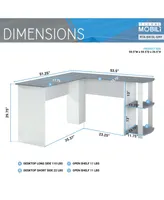 Techni Mobili Modern L-Shaped Desk w/ Side Shelves