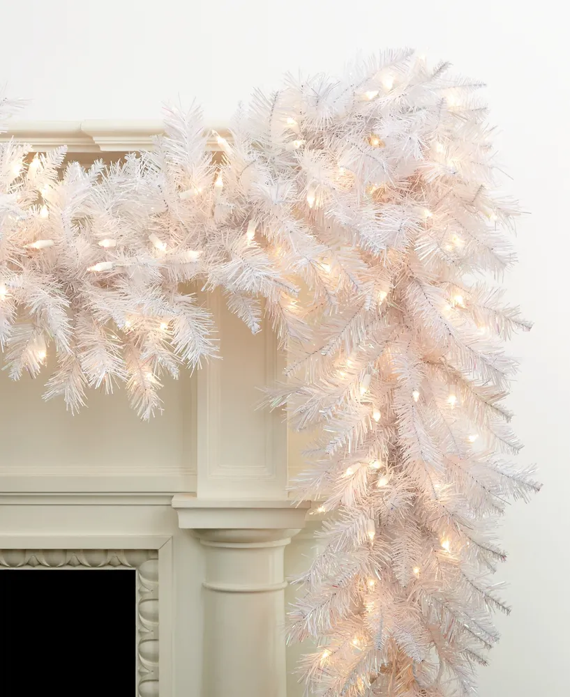 Kurt Adler 9' Pre-Lit Crystal White Garland