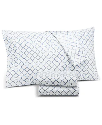 Charter Club Damask Designs Extra Deep Pocket 550 Thread Count Printed Cotton 4-Pc. Sheet Set, King, Created for Macy's