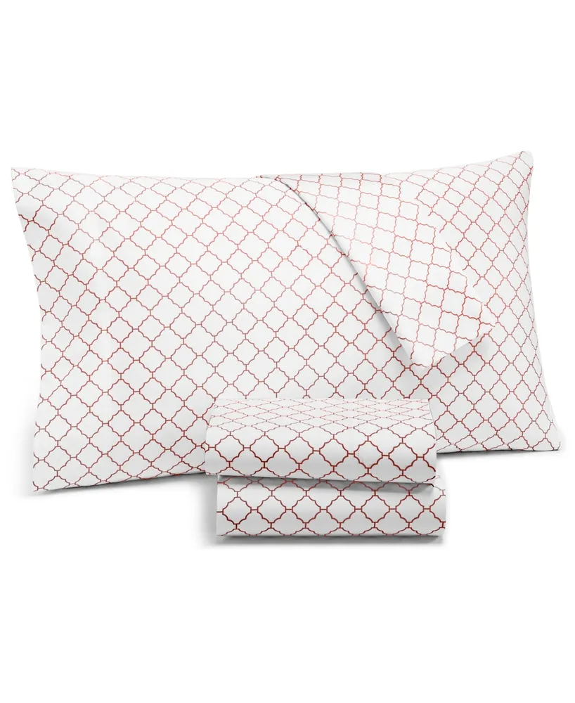 Charter Club Damask Designs Extra Deep Pocket 550 Thread Count Printed Cotton 4-Pc. Sheet Set, California King, Exclusively at Macy's