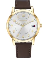 Tommy Hilfiger Men's Brown Leather Strap Watch 42mm, Created for Macy's