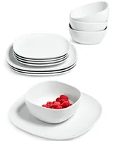 The Cellar Whiteware Soft Square 12-Pc. Dinnerware Set, Service for 4, Created for Macy's