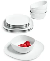 The Cellar Whiteware Soft Square 12 Pc. Dinnerware Set Service For 4 Created For Macys
