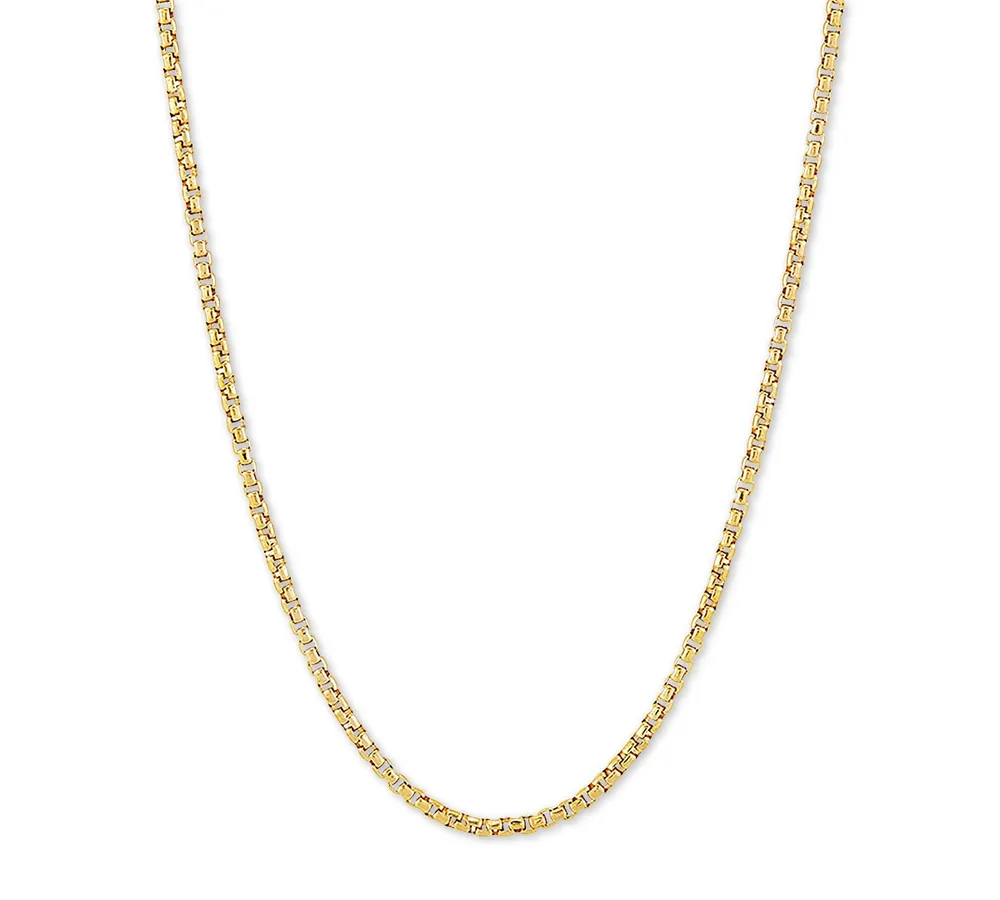 Rounded Box Link 18" Chain Necklace Sterling Silver or 18k Gold-Plated Over