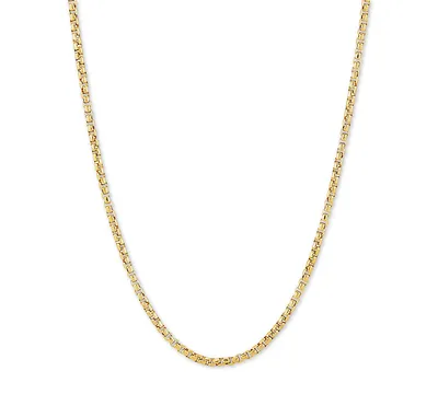 Rounded Box Link 18" Chain Necklace Sterling Silver or 18k Gold-Plated Over