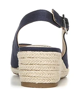 LifeStride Women's Socialite Peep Toe Slingback Espadrille Wedge Sandals