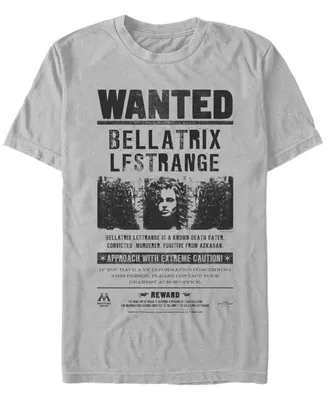 Fifth Sun Harry Potter Men's Bellatrix Lestrange Wanted Poster Short Sleeve T-Shirt - Silver