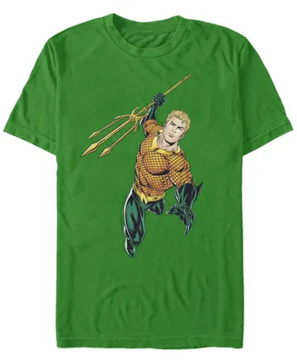 Fifth Sun Dc Men's Aquaman Trident Action Pose Short Sleeve T-Shirt