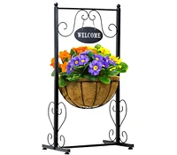 Sorbus Welcome Sign Metal Planter with Coco Liner