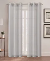 Au Natural 38" x 84" Canvas Mesh Semi-Sheer Curtain Set