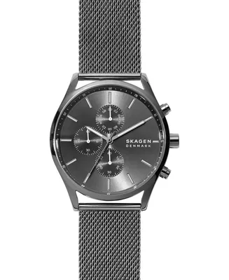 Skagen Men's Chronograph Holst Gunmetal Stainless Steel Mesh Bracelet Watch 42mm