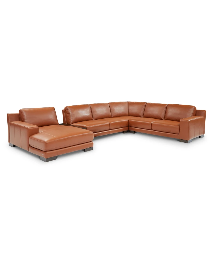 Darrium 5Pc Leather Sectional with Console, Created for Macy's