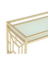 Inspired Home Jared Serving Bar Cart with Glass Shelves and Metal Frame