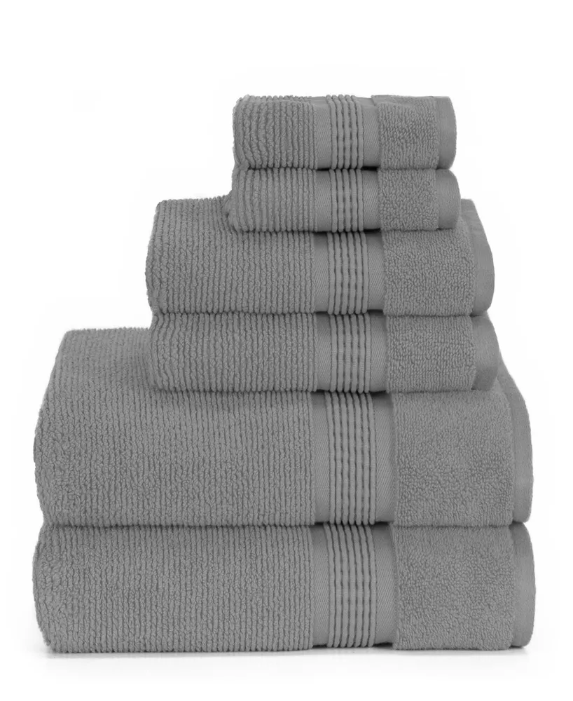 American Dawn Sapphire Resort Gifford Textured Zero Twist Ribbed Border 6 Piece Bath Towel Set