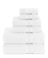 American Dawn Sapphire Resort Gifford Textured Zero Twist Ribbed Border 6 Piece Bath Towel Set