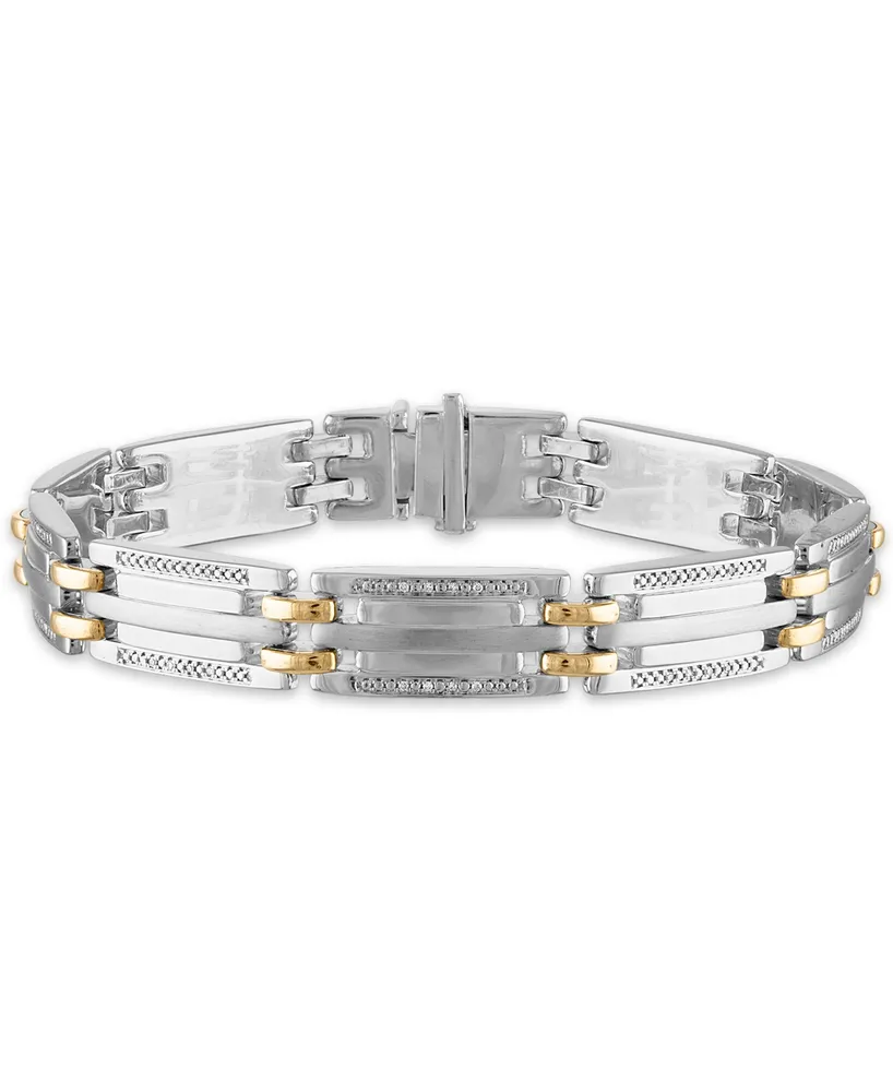 Men's 1/5 Carat Diamond 8 1/2" Bracelet in 10k gold and Sterling Silver