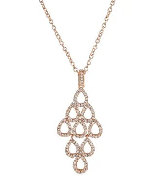 A&M Rose Tone Layered Chandelier Pendant Necklace